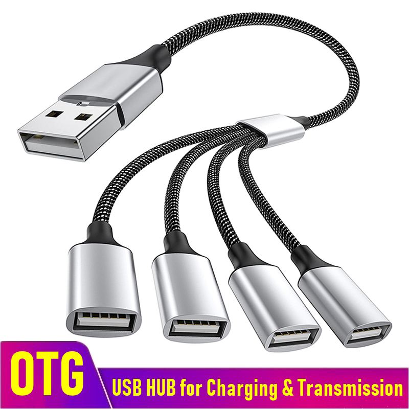4 Port USB OTG Splitter Cable Type C Male to 3 USB 2.0 Female Extension Cord ,USB Port Hub Data Power Split Adapter for Notebook