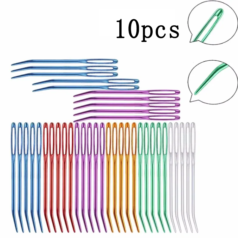 10pcs Yarn Knitting Needles Tapestry Large Eye Curved Tip Needles Sewing Pins Set DIY Household Sewing Tools