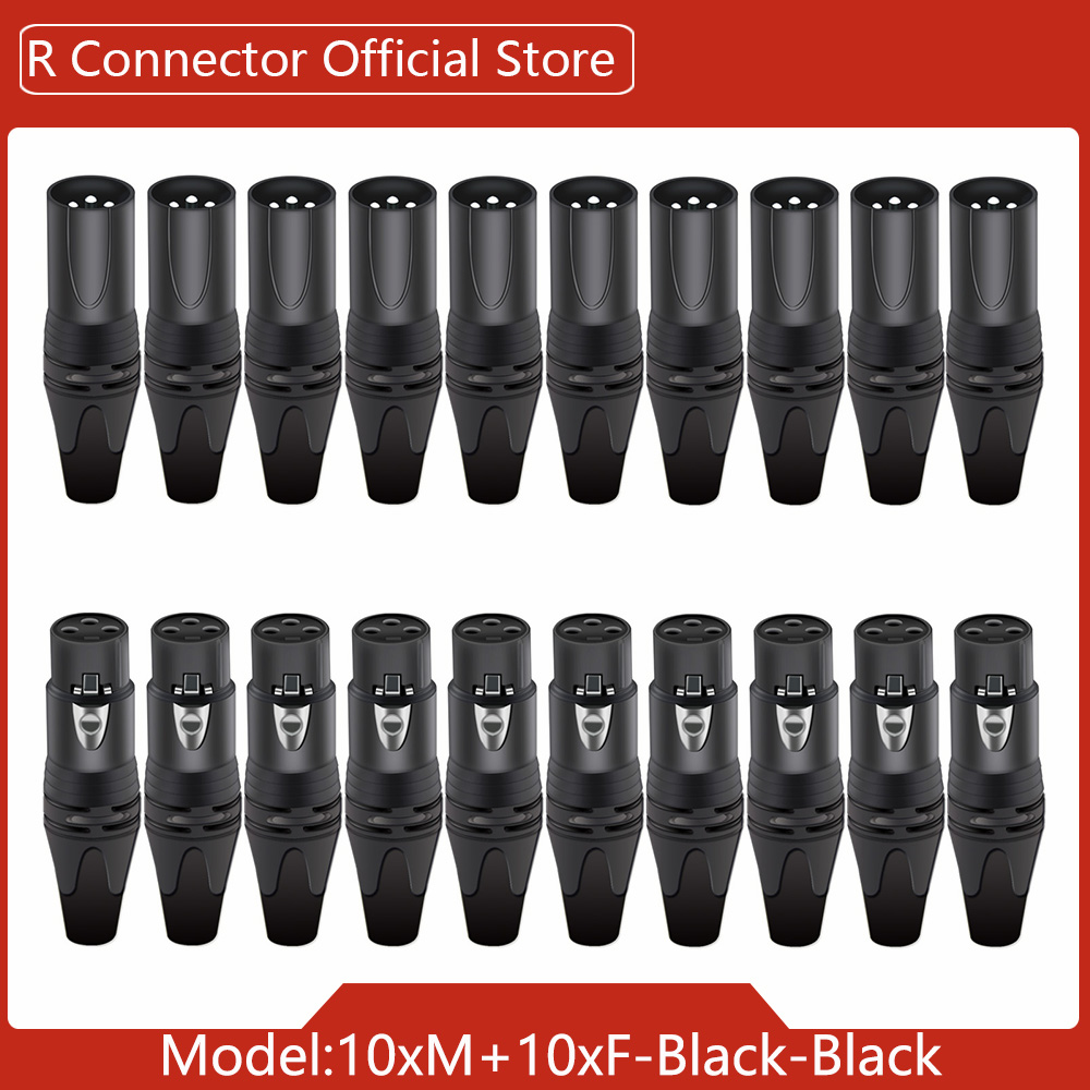 20pcs/10sets Colorful 3Pin XLR Female Jack Male Plug 3Pole XLR Socket Audio Microphone Cable Wire Connectors Power Adapter: MULTI