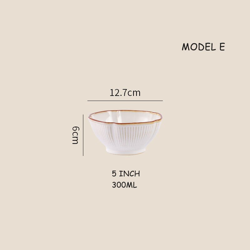 Modern Luxurious Tableware Dish Set Home High Appearance Ceramic Rice Bowl And Soup Bowl Large Fish Plates Dinner Set 1 Pcs: E