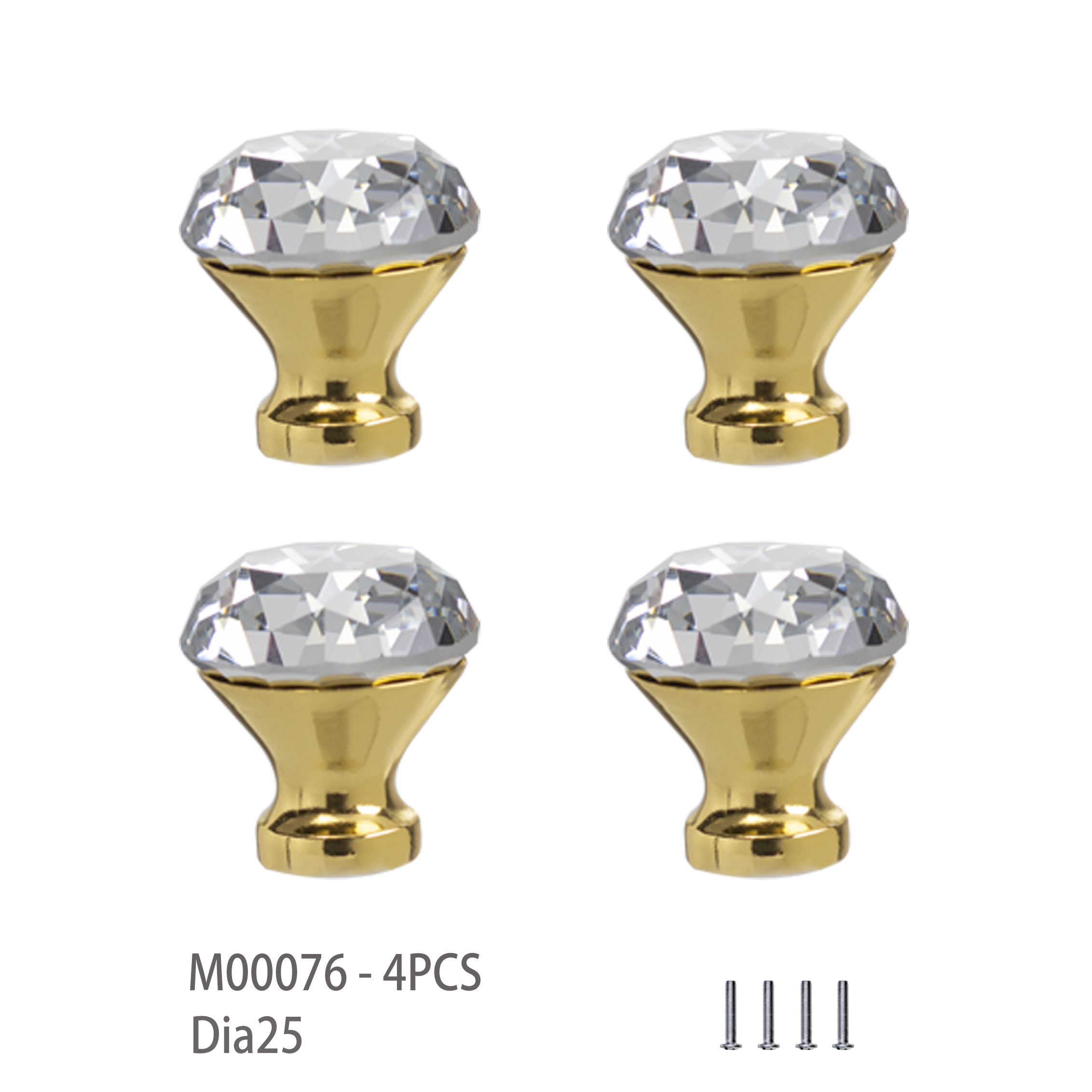 Keenkee Keuken Meubels Kast Deurgrepen Lade Handvat Kast Deurknop Lade Pull Kristal Met Chroom Goud Kleur: GoldSmall