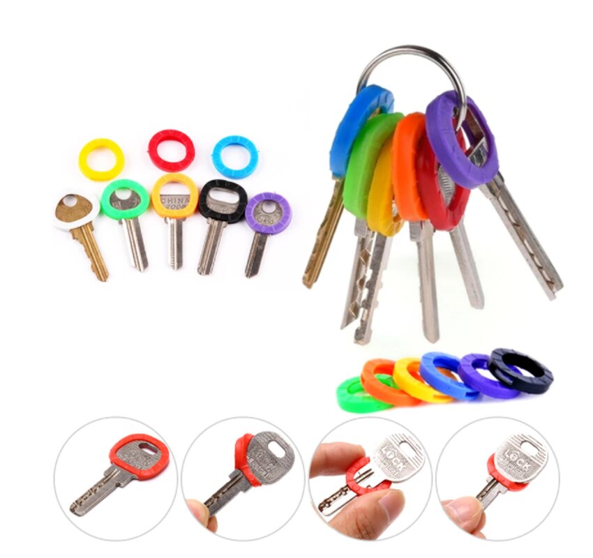 10/24/32Pcs Multi Color Key Covers Hollow Rubber Soft Key Locks Keys Cap Topper Keyring Key Case Easy Identification Of Door Key
