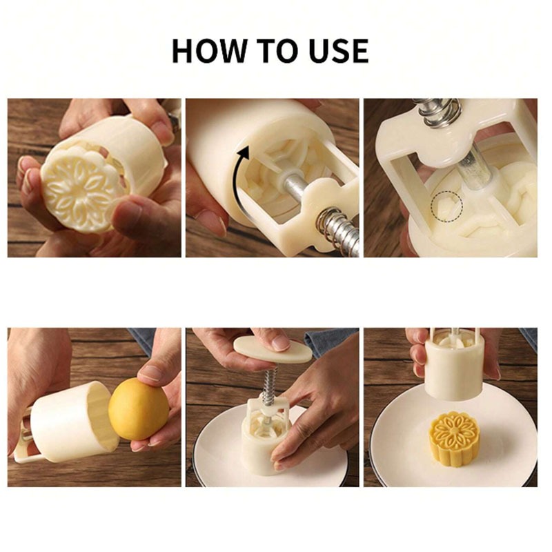 Mooncake-Formpresse mit Stempeln, Blumenmuster, Mooncake-Hersteller zum Backen, DIY, Gebäck, Kekse und Nachspeisen, Kuchendekorationswerkzeuge