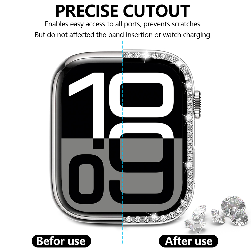 Apple Watch 10 Series Single Row Diamond Case Full Cover Watch Protective Cover Iwatch Series 42MM 46MM Apple Watch Case