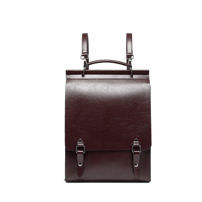Rindsleder Rucksack Frauen Jahrgang Echtes Leder Schule Tasche England Hochschule Stil Luxus Schulter Tasche Damen Handtaschen: Braun