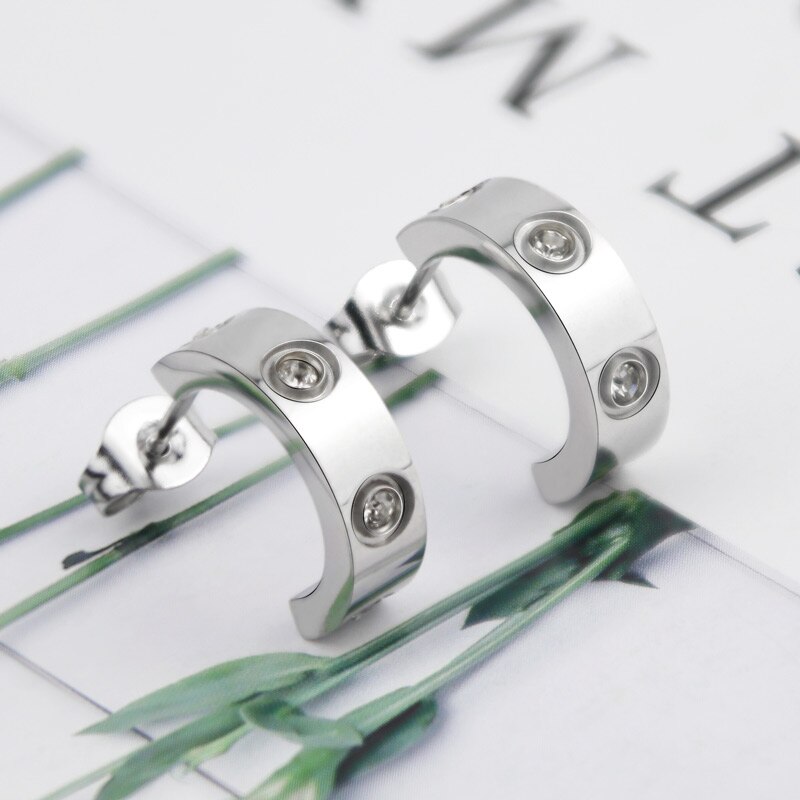 Rvs C-Vormige Kristallen Oorbellen Unisex Oorbellen Sieraden