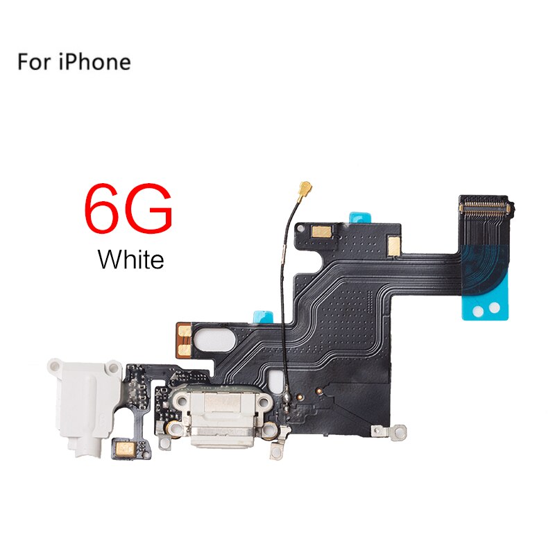 Iphonelle 6g 6 6s plus 5g 5c 5s se latausportti telakointiliitin kuulokkeiden ääniliitäntä+ mikrofonin joustokaapelin vaihto: 6g valkoiselle