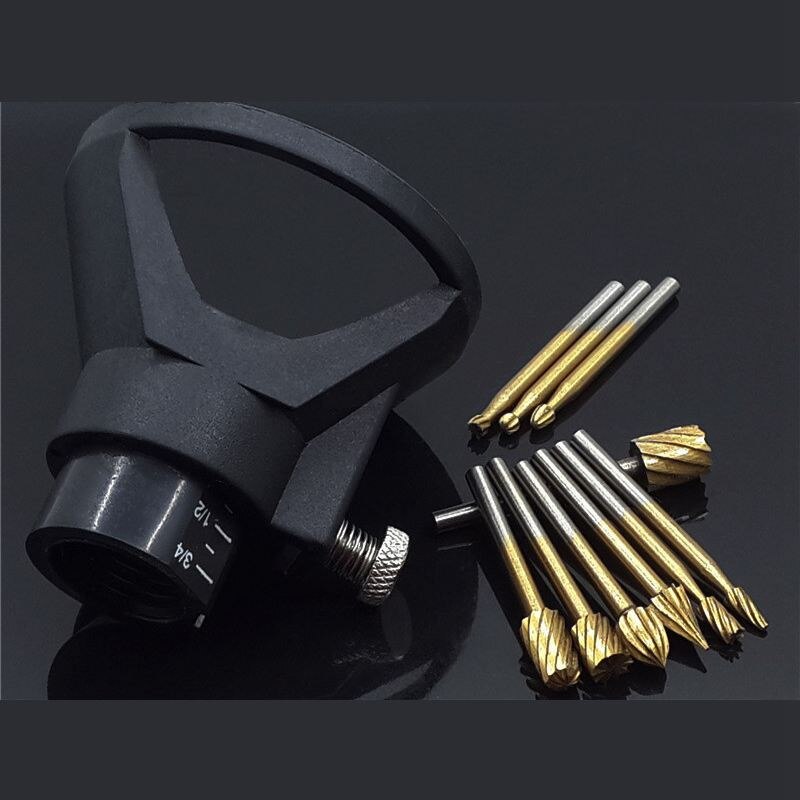10 stuks titanium frees roterende vijl houtsnijwerk snijmes gereedschap accessoires + locator gelegen hoorn