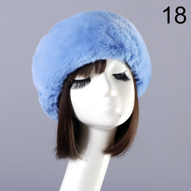 Winter Elastic Earmuffs Turban Thick Furry Hairband Fluffy Russian Faux Fur Women Fur Headband Hat Outdoor Earwarmer Ski Hats: 18
