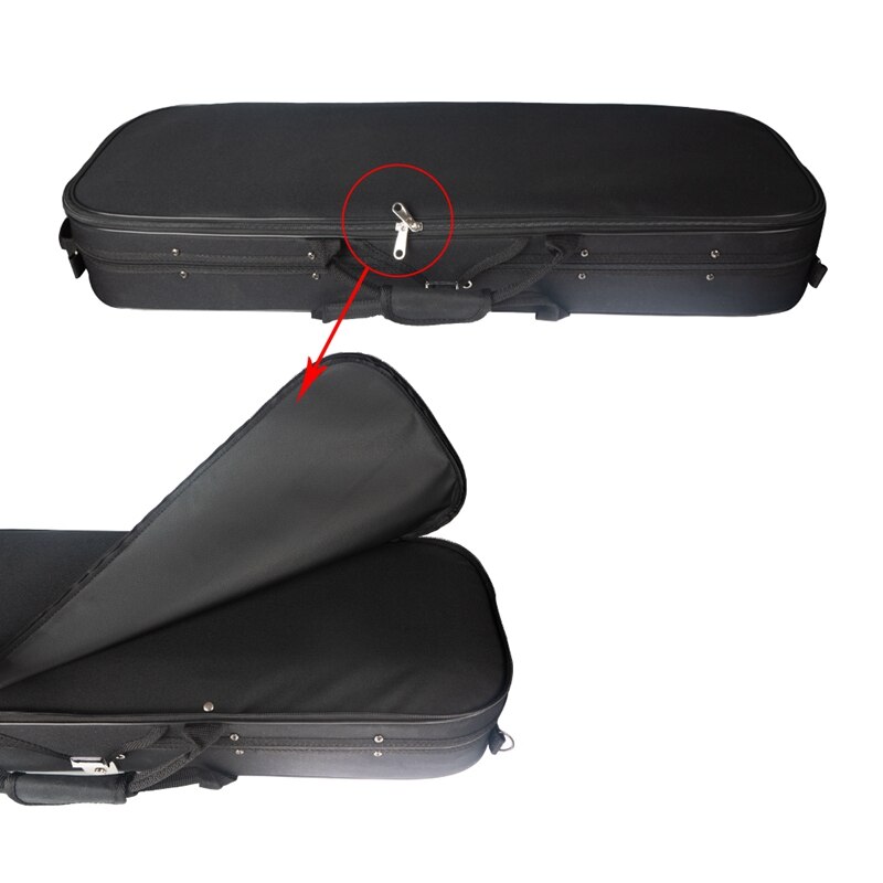 Rectangular Violin Case 4/4 3/4 1/2 1/4 with Hygrometer Black Oxford Built-In Violin Case