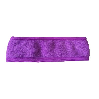 5 stk spa ansigtshovedbøjle make up wrap hoved frotté klud hovedbånd stretch håndklæde med magisk tape: Lilla