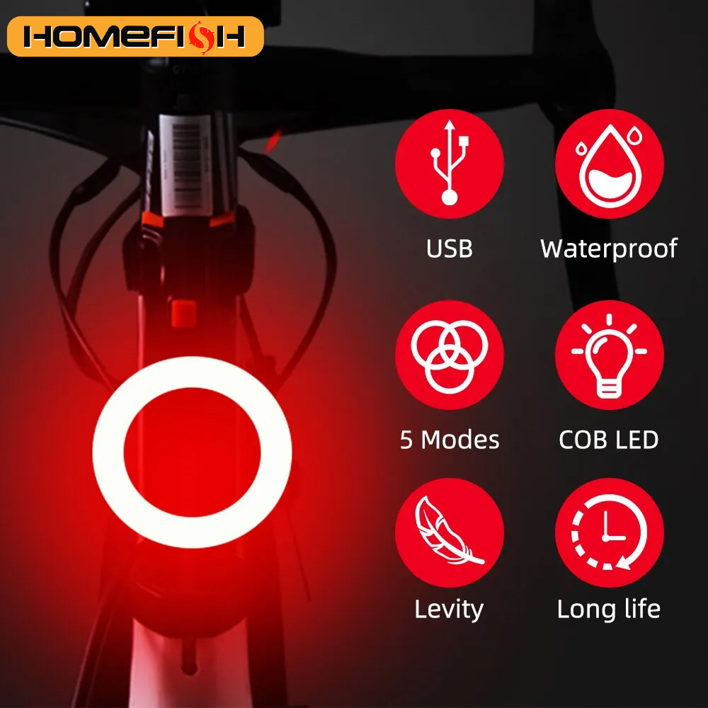 Luz trasera Led para bicicleta, luces traseras con múltiples modos de iluminación, carga USB, accesorios para bicicleta, novedad