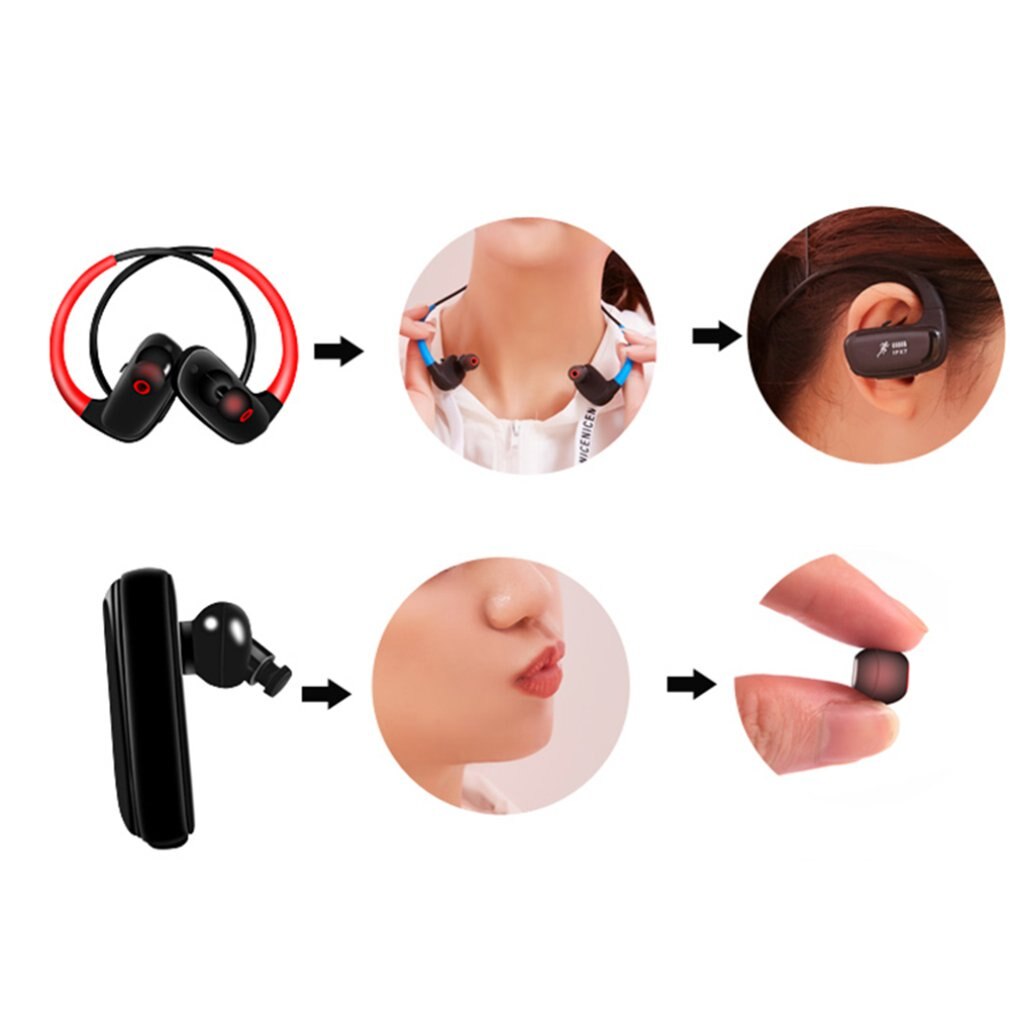 IPX8 étanche sans fil Bluetooth écouteur lecteur MP3 stéréo musique écouteurs sport HiFi casque nager