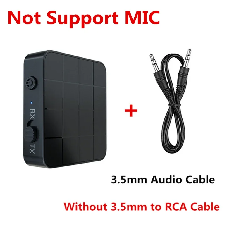 Transmisor receptor de Audio Bluetooth 5,0 2 en 1 RCA 3,5 MM AUX Jack USB Dongle adaptadores inalámbricos estéreo para coche TV PC auriculares: Negro