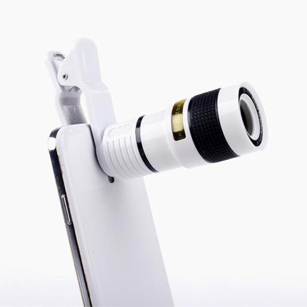 Télescope optique Zoom 8x, objectif de caméra de téléphone portable avec Clip pour Zoom optique, accessoires d'objectif de caméra, h-best: WHITE