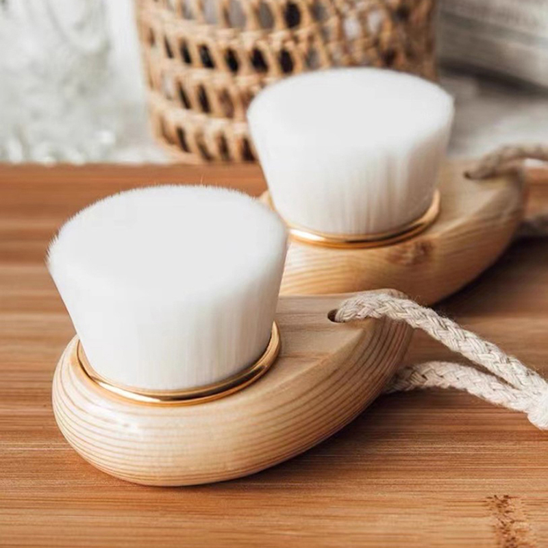 Limpiador profundo de espinillas, cepillo de masaje Facial de belleza, cuidado Facial, mango de madera, cepillo de limpieza Facial, exfoliante de pelo de fibra suave