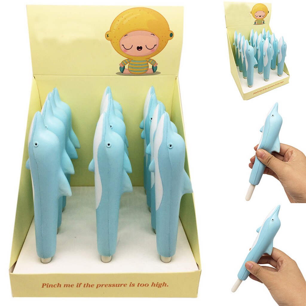 Ontspannen Speelgoed Creatieve Kawaii Dolfijn Pen Cap Sticky Langzaam Stijgende Potlood Houder Soft Toy Stress Relief Speelgoed Voor Kinderen d309