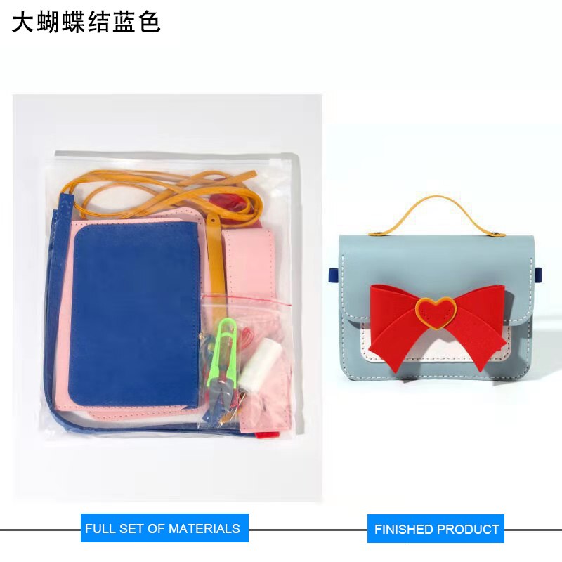 Leuke Boog Tas Maken Diy Materialen Handwerk Tas Self-Made Lederen Accessoires Beginners Self-Made Schoudertas Naaien levert: BlueL