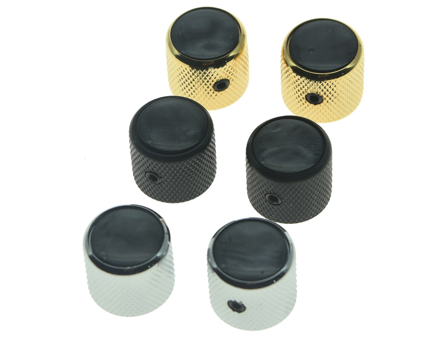 Dopro Set of 2 Black Pearl Top Cap Guitar Dome Knobs with Set Screw for Tele Guitars Black Pearl Bass Knobs