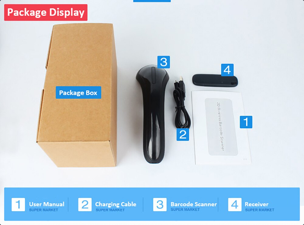 RF1000G Draadloze Barcode Scanner Handheld Wechat Scanner Reader voor Mobiele Betaling Computer Screen Supermarkt Retail