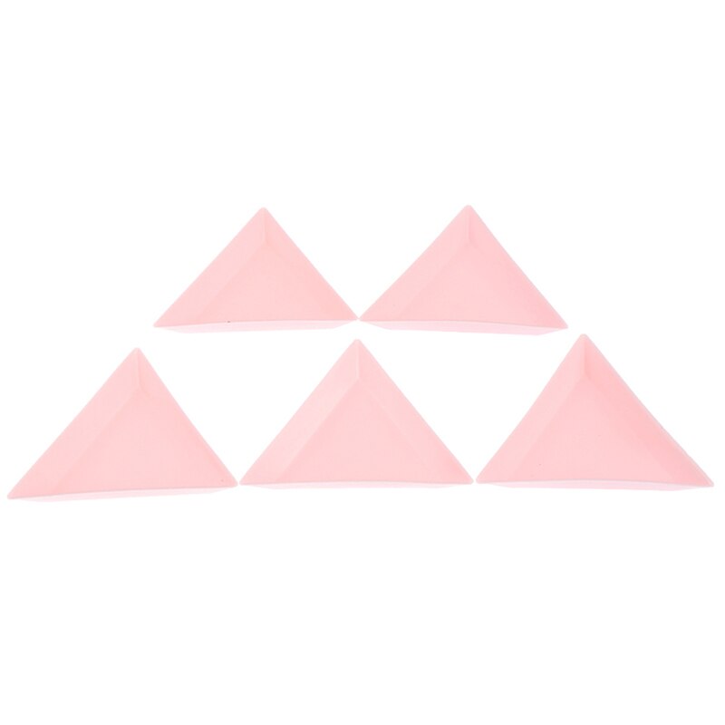 Plateau à ongles triangulaire en plastique pour nail art, strass, perles, cristal, tri, rangement, outils de manucure, accessoires, 5 pièces: Rose