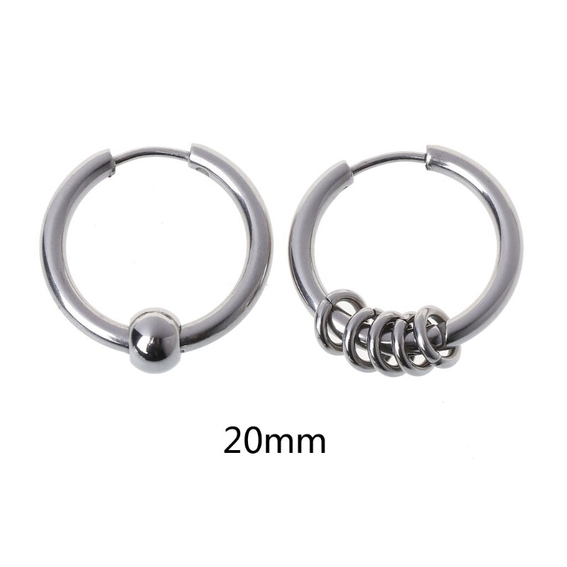 1 Paar 8Mm-20Mm Titanium Staal Hip Hop Hoop Earring Kraakbeen Helix Piercing Oorbellen: NO.20 Earrings