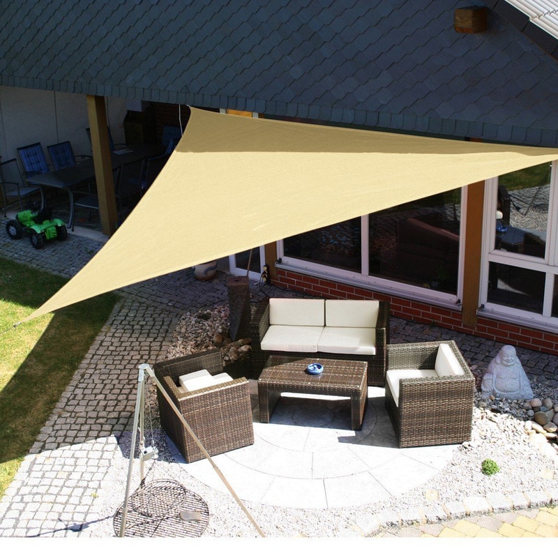 Triangle Waterproof Sun Shade Sail Yard Canopy Patio Garden UV Blocking Outdoor Sun Shelter with Wind Rope 3M / 3.6M / 5M