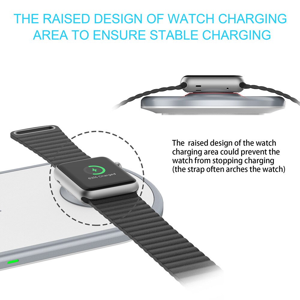 3-in-1 Wireless Charging Station for iPhone 12/11/XS/XR/X, 10W Fast Charge Pad for Apple Watch & AirPods Pro
