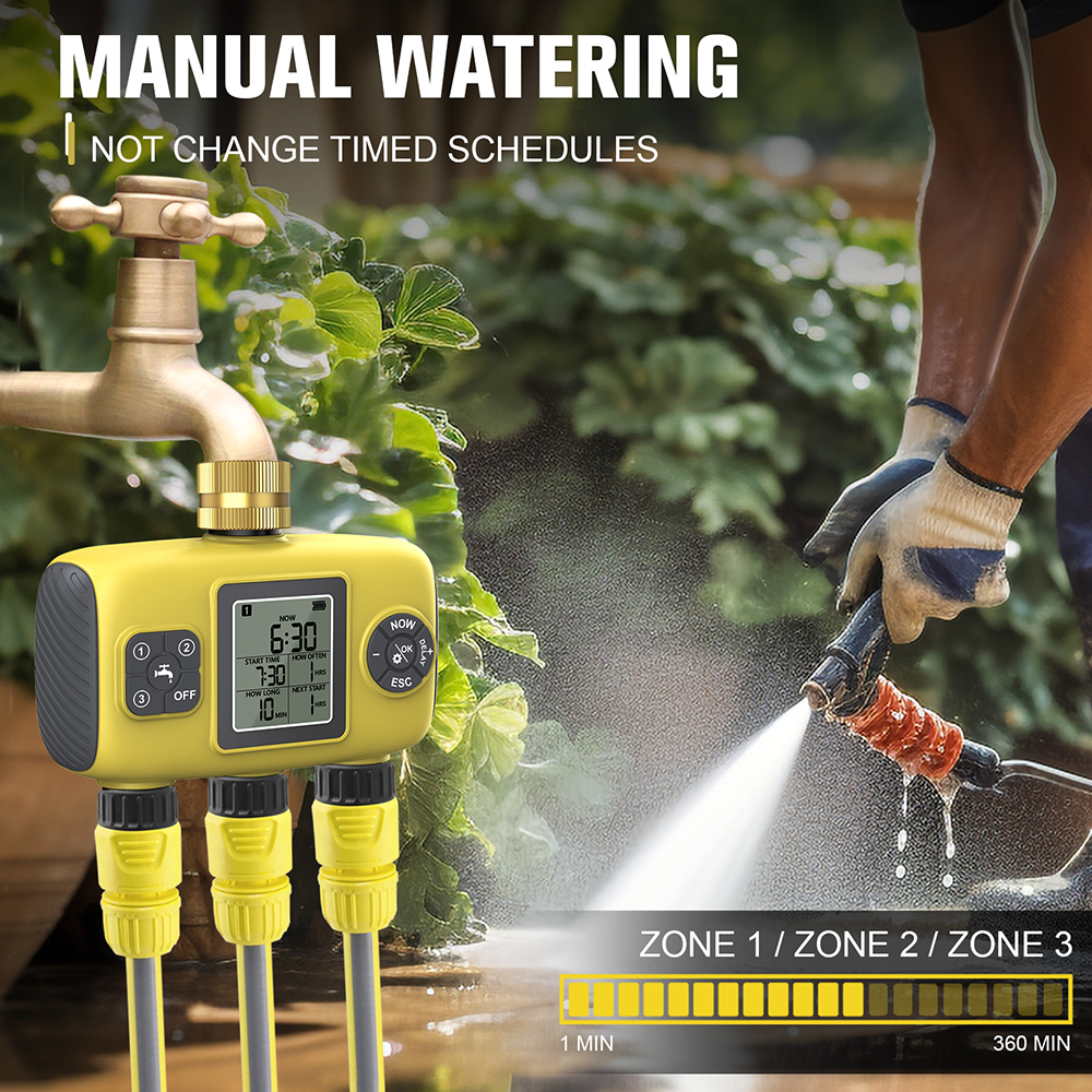 Automatischer Bewässerungstimer für Gartenpflanzen, intelligenter Bewässerungs-zeitliche Koordinierung-Regler für Höhle Außenbereich, programmierbares Bewässerungssystem mit 1/2/3 Ausgängen