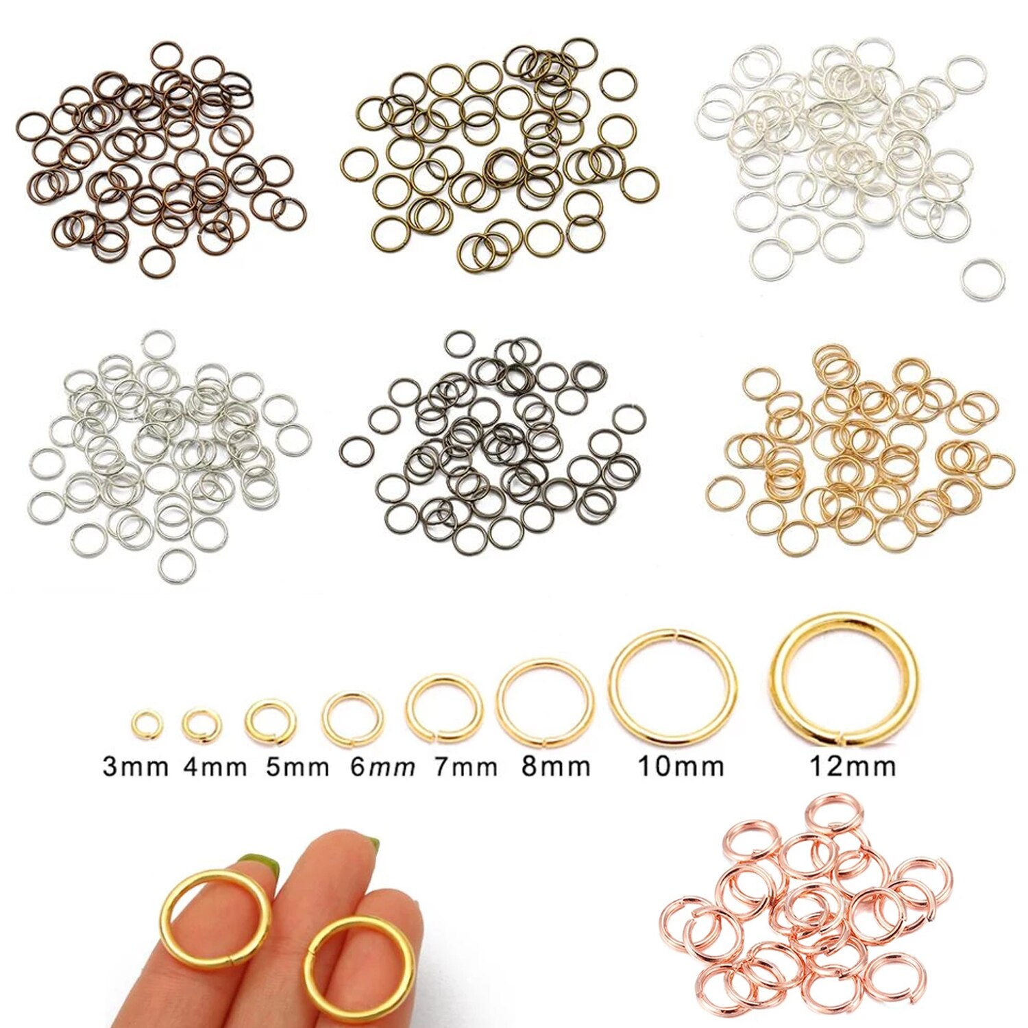 400 Anillos De Salto, 1,2 Mm X 8 Mm/9 Mm/10 Mm, Anillos Abiertos Para Collar, Pulsera, Pendientes, Anillos De Salto, Para Bricolaje, Fabricación De Joyas (plata Y Oro