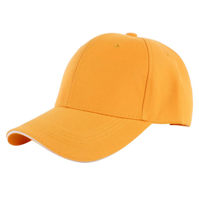 Sports Baseball Cap Angled Brim Hook and Loop Fastener Cotton Hat Adult Sportswear Accessories Saleym: yellow