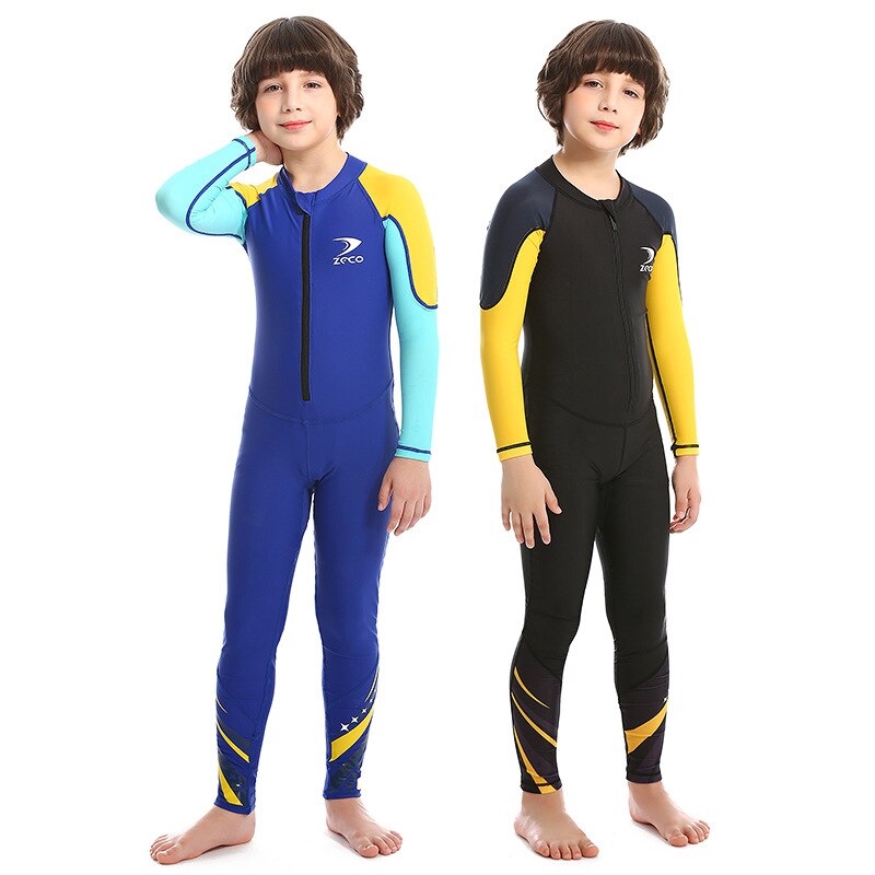 Kids Quick-Dry Nylon Keep Warm One-piece Long Sleeves UV Protection Swimwear RashGuard Girl Boy Scuba Neoprene WetSuit DivngSuit