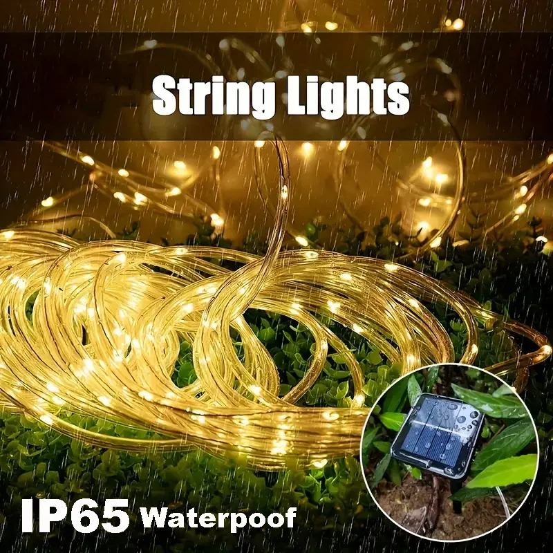 Tubo de luz solar de pvc, tubo macio ao ar livre, à prova d'água, fio de cobre, pátio, decoração de jardim, atmosfera, luz piscante