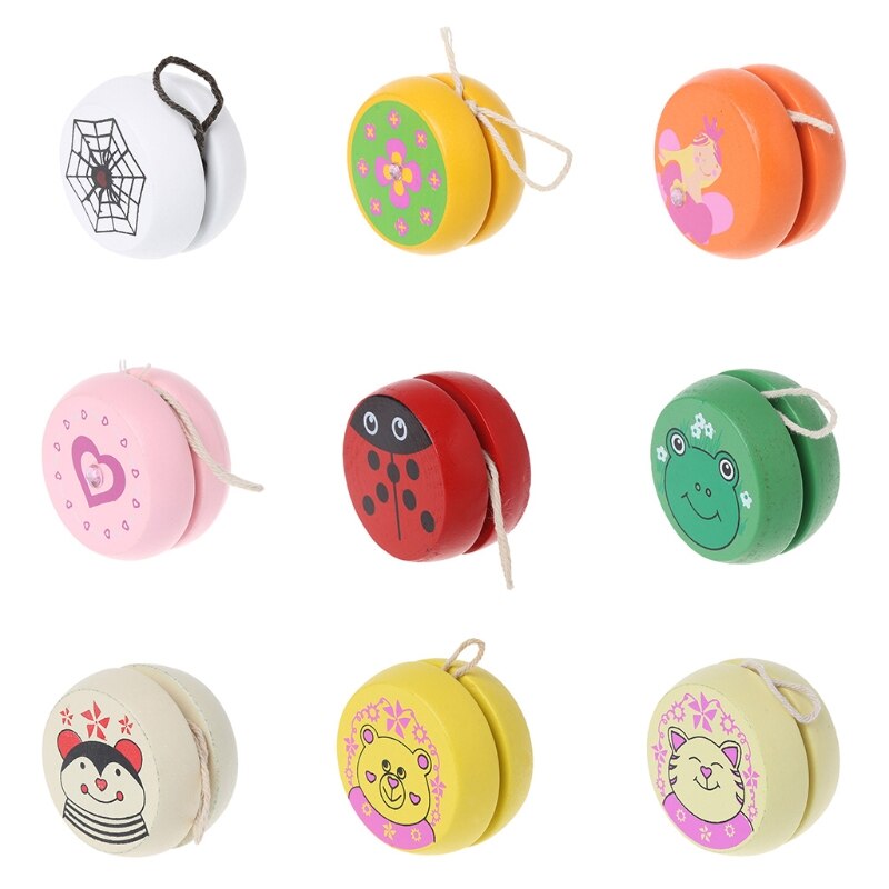 Cute Animal Prints Houten Yoyo Speelgoed Educatief Speelgoed Klassieke Speelgoed