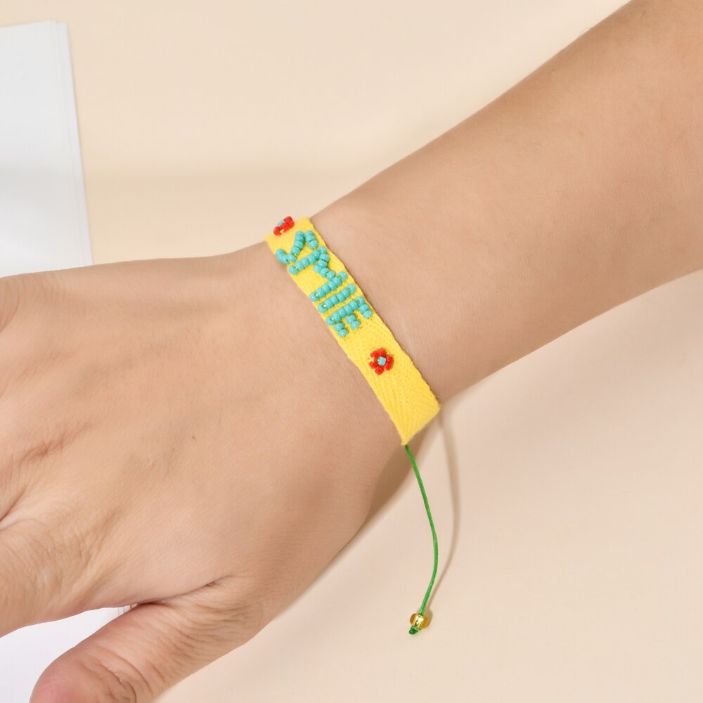 Zmzy bonito pulseiras para meninas jóias miyuki pulseira jóias artesanal arco-íris carta amor jóias por atacado pulsera