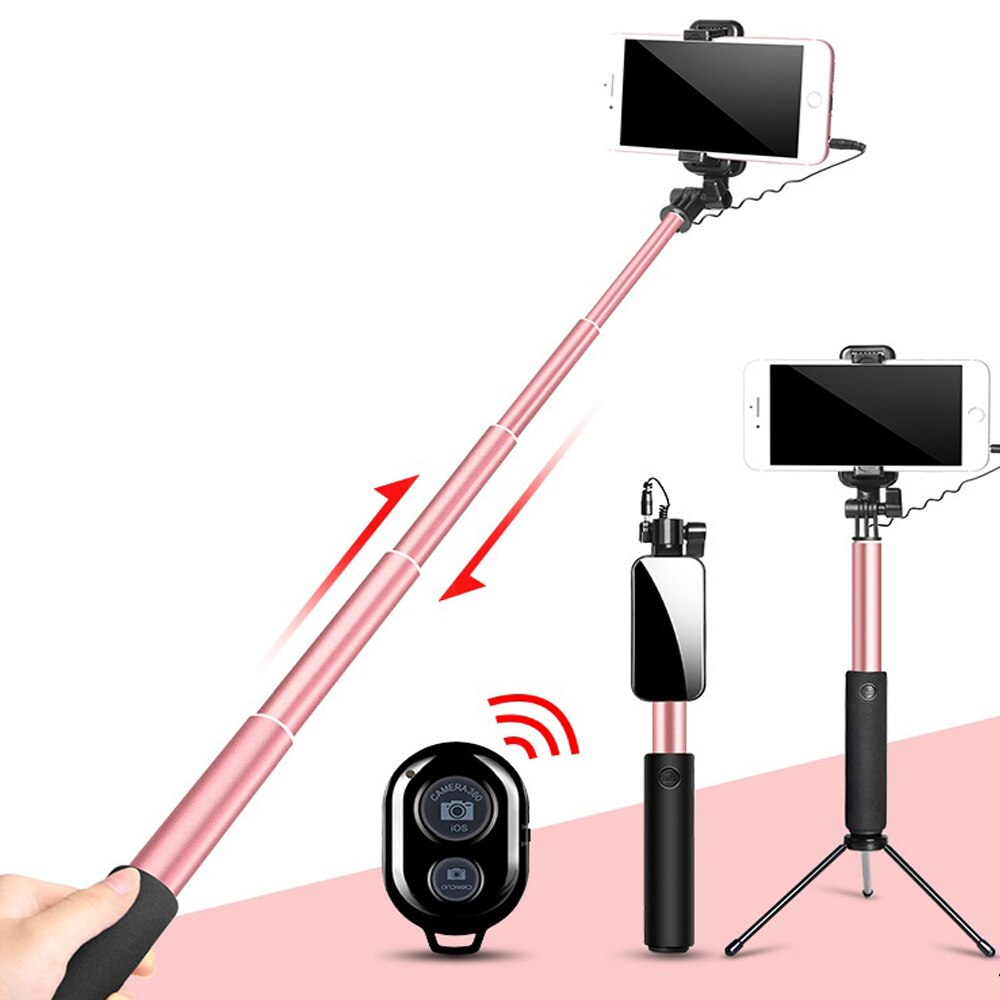 Handheld Tripod Wired Mini Selfie Stick Monopod for iPhone 6s 5 Samsung Huawei Xiaomi Bluetooth Remote Palo Tripod