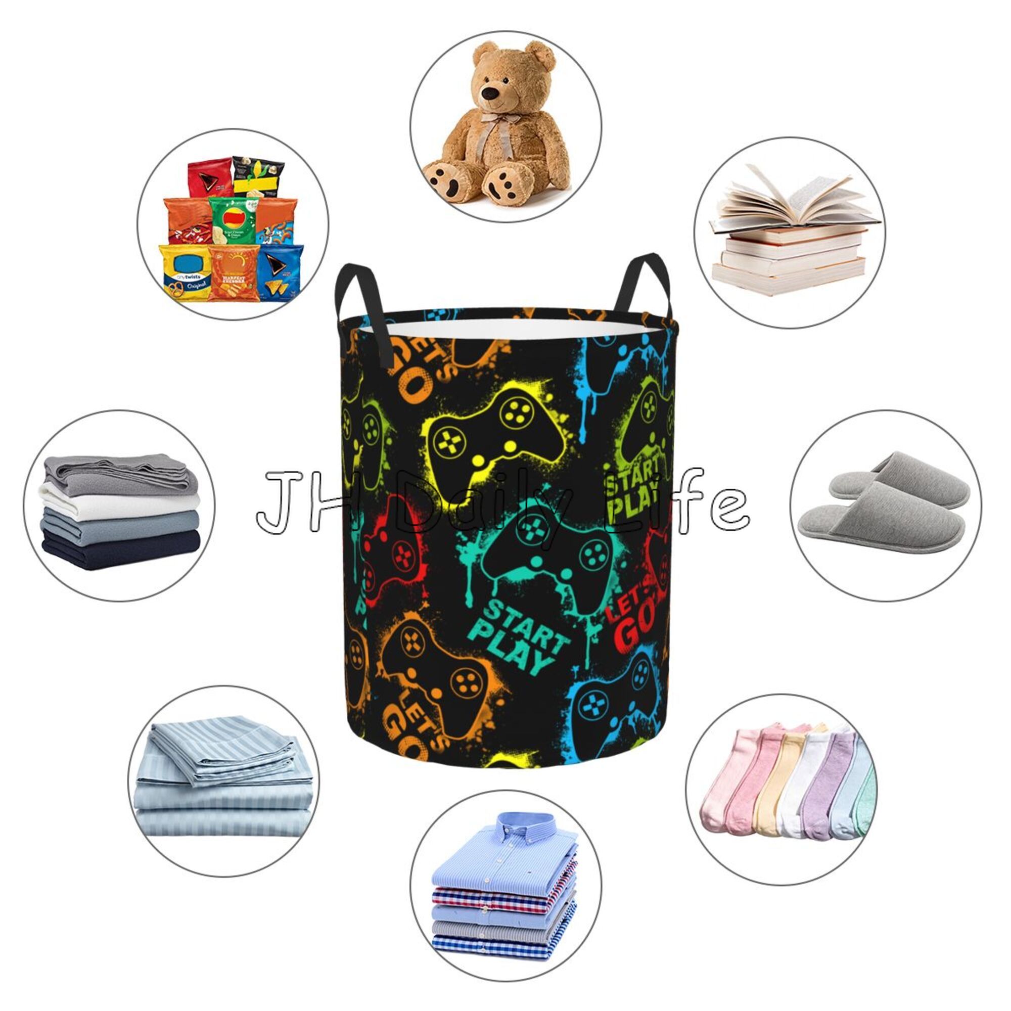 Gamer Wasmand Mand Gaming Opbergmand Gamecontroller Speelgoed Kleding Organizer Bin Waterdichte wasmand voor jongens