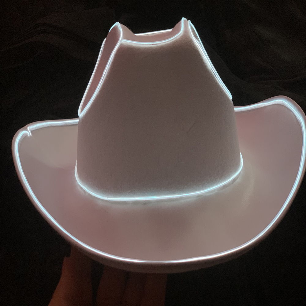 Increíble sombrero de vaquero con luz LED, sombrero de alambre intermitente, sombrero Led, luces parpadeantes, sombrero de vaquera, sombrero de novia Led, boda de Navidad