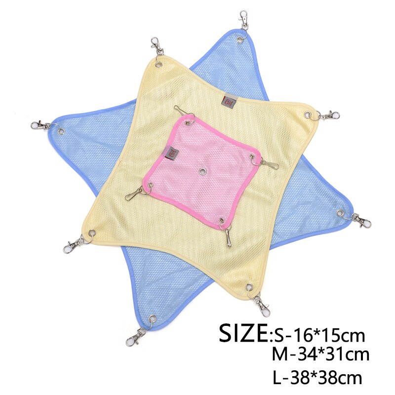 Hanging Rodent Hammock Square Shape Summer Breathable Mesh Bed Hammock For Rat Hamster Ferret Small Animals Swing Toy