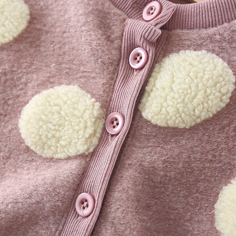 Toddler Baby Girls Fleece Warm Jacket Coat Fall Winter Baby Girl's Clothes Dots Button Long Sleeve Outerwear Baby Outfits