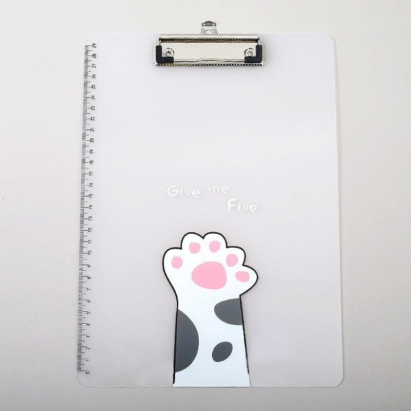 Cute Transparent A4 Clipboard Writing Pad With Metal Hook Plastic File Folder Document Holders School Office Stationery Supplies