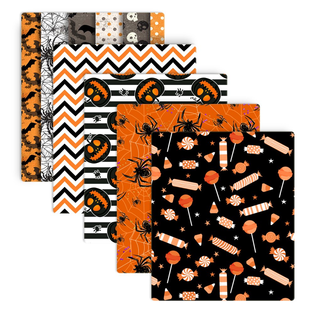 50*140cm 5 diseños/juego, medio metro Halloween poliéster algodón tela textil para el hogar costura acolchado ropa DIY,c12762