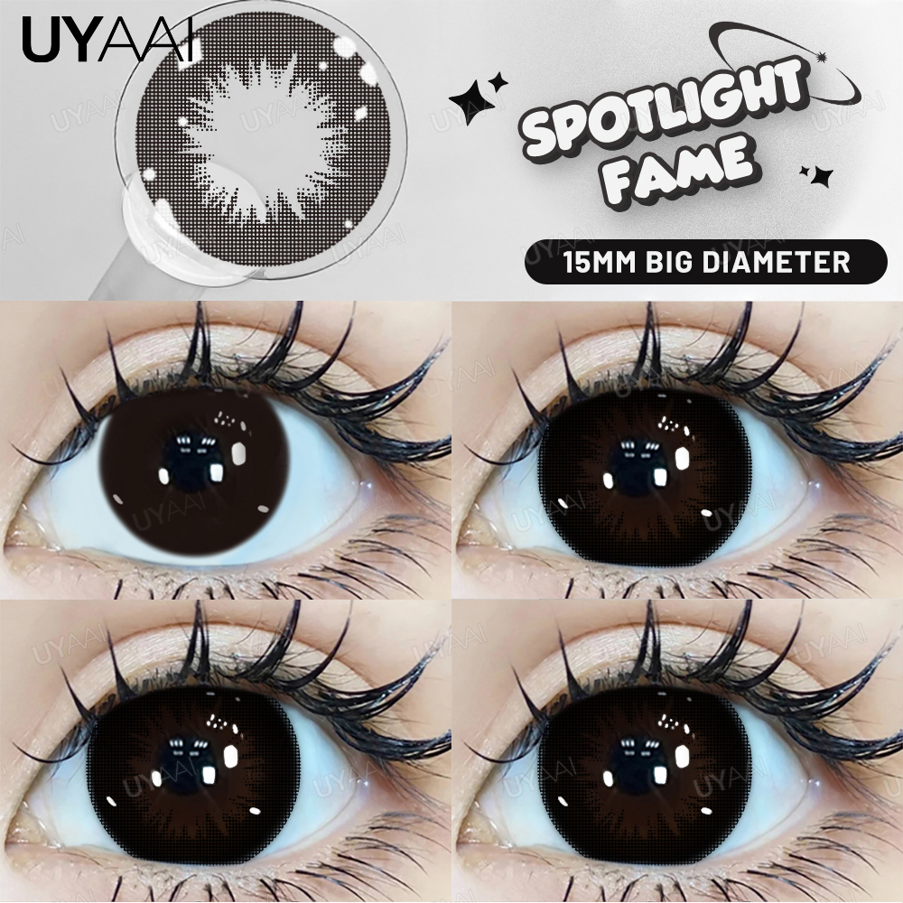 UYAAI lentilles noires de grand diamètre 15mm lentilles de 14.5mm lentilles de Contact colorées pour les yeux lentilles pour grands yeux lentilles d'aspect naturel: Effacer