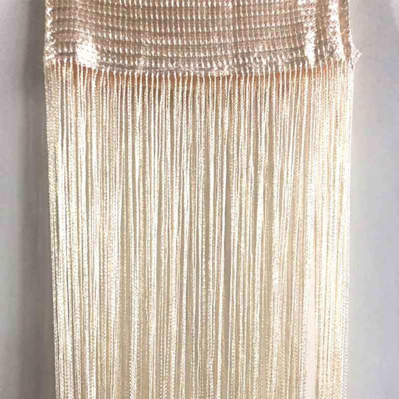 Cortinas de red de gasa de cuerda, paneles de cortina de ventana de 200cm, barra superior, ranura única, gran , 1 ud.: Light beige