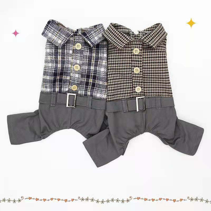 Ropa de primavera y otoño para perro, mono de rejilla para gato y perro, peleles para perros pequeños, camisa para cachorro, pomeraniano osito, chihuahua, caniche