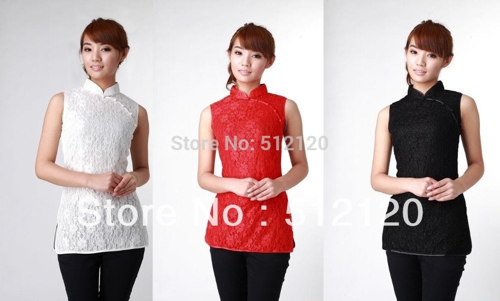 Shanghai Story chinese traditional clothing cheongsam top woman Lace Sleeveless cheongsam top