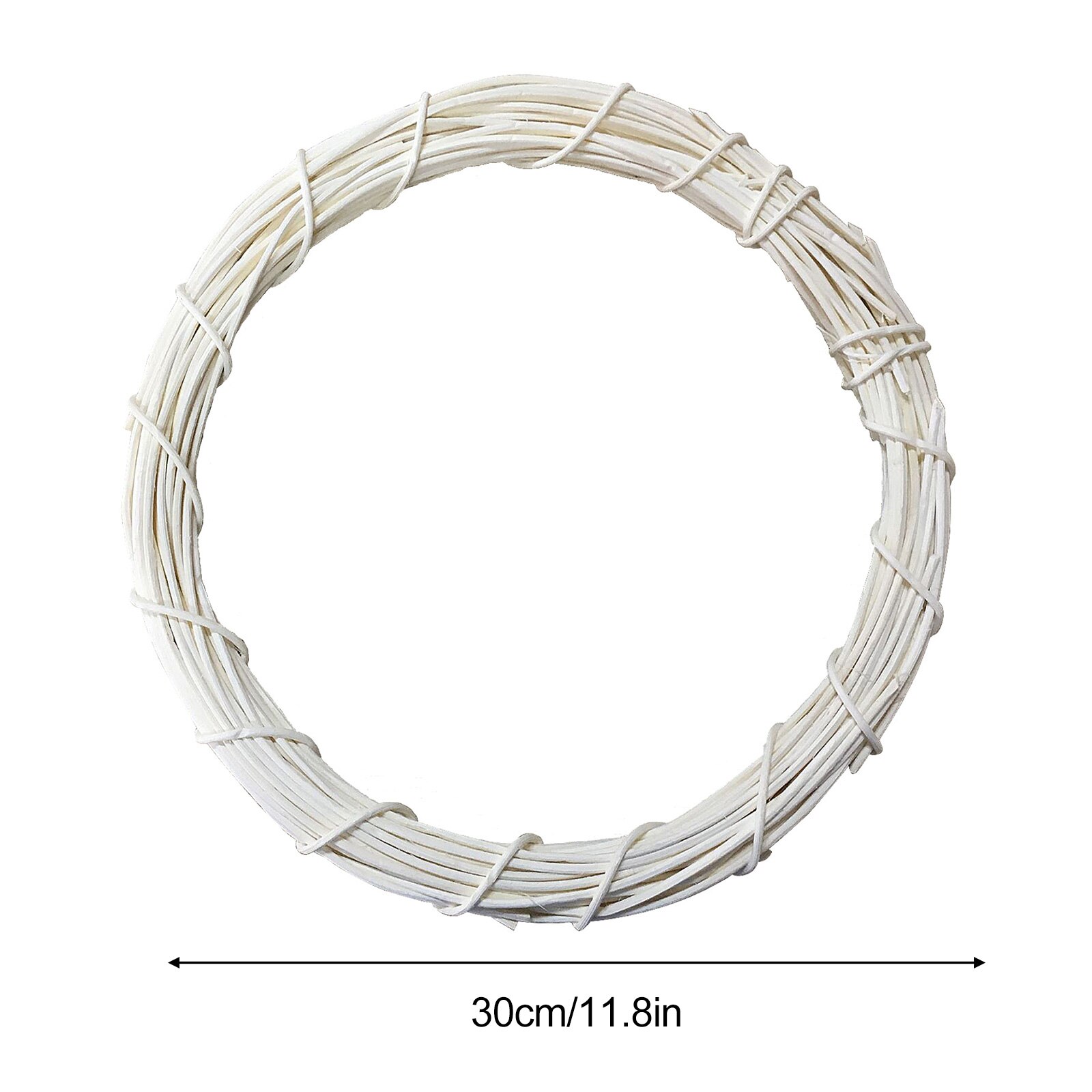 Decorative Flowers Door Hangers Rattan Rings Year Garland Handmade DIY Home Adornment Christmas Decorations: White 30cm