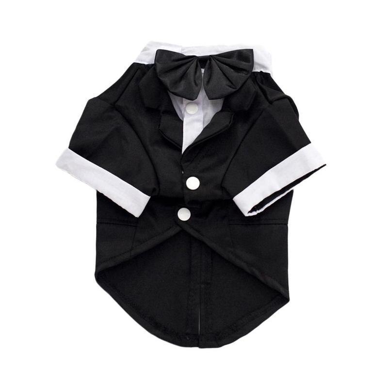 Vêtements pour chiens garçon chien Costume smoking manteau veste chiot animal de compagnie robe de mariage petit chien Chihuahua Costume noir animal de compagnie fête vêtements: S