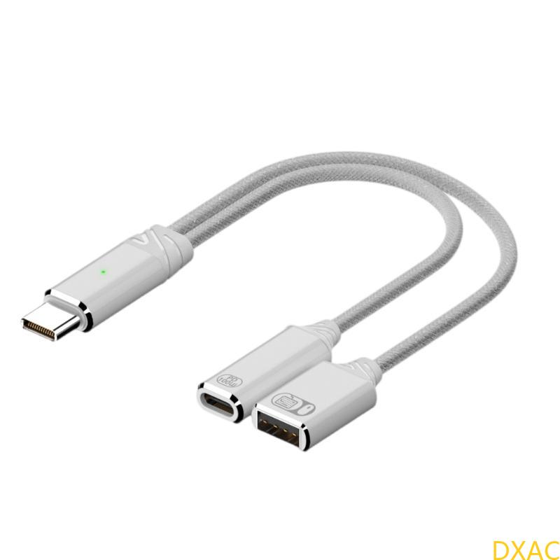 Dxac usb c splitter 100w usb c han til dobbelt hun-stik adapter type c usb 2.0 splitter kabelstik opladningsadapter: Hvid / <= 0.5m