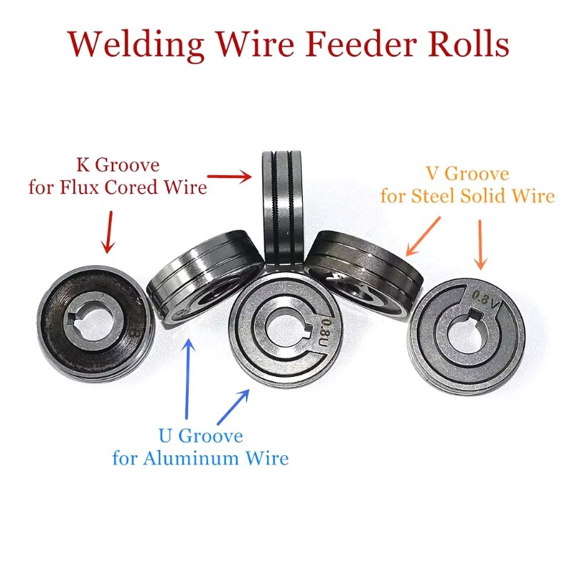 Lassen Feeder Roll V U Nurl Groove 0.6Mm 0.8Mm 1.0Mm Grootte 30X10X10Mm voor Staal Aluminium Flux Koord Draad Mig Draad Feeder